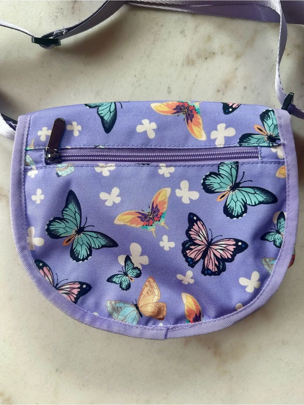 Lavender Butterfly Crossbody Bag | Purple butterfly messenger bag